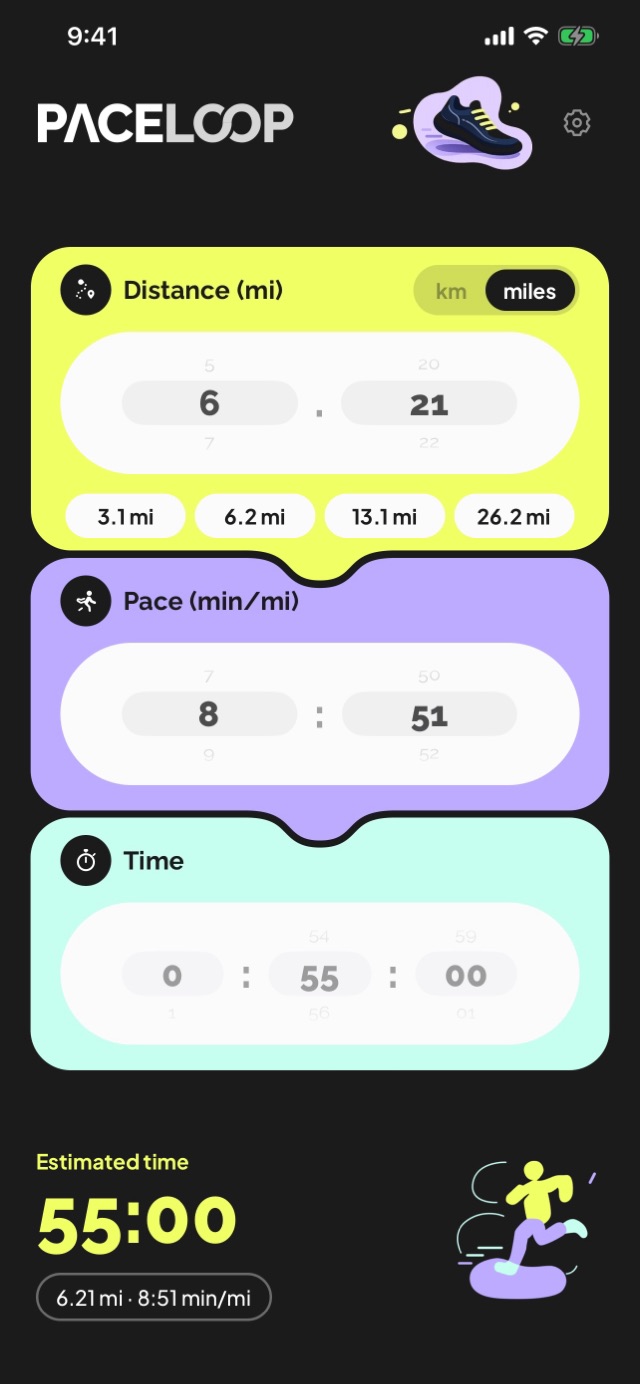 PaceLoop in miles mode